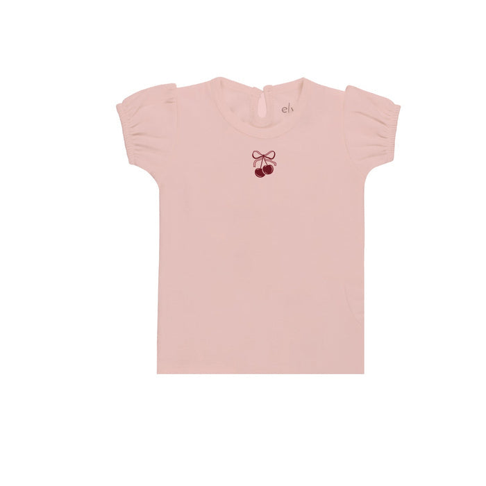 Girls Short Sleeve Tee – Pink/Red – Bow Print