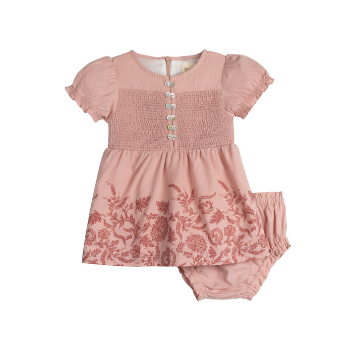 Girls Smocked Floral 2 Piece Set – Pink/Red – Storybook Collection