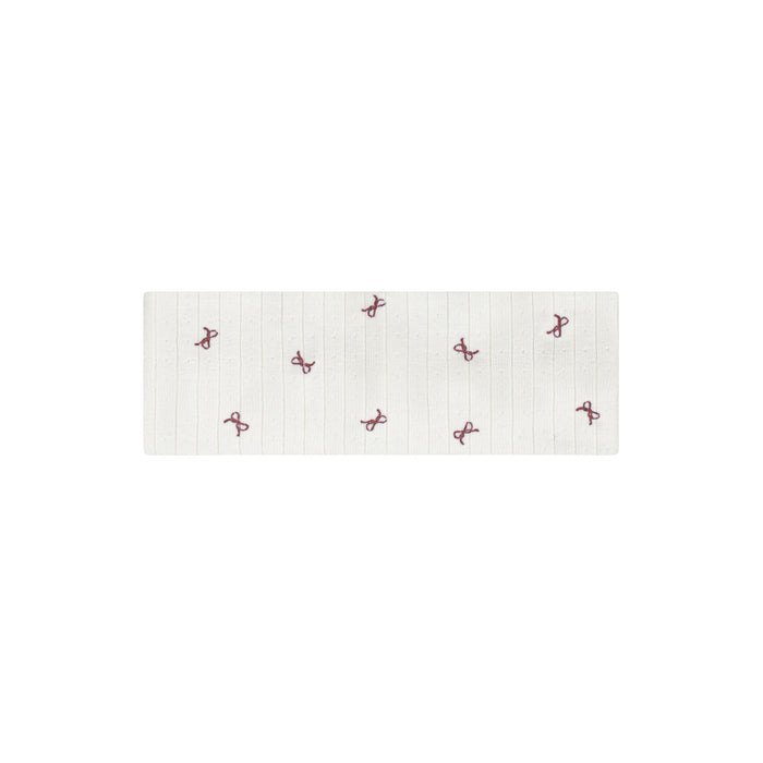 Girls Sweatband – Ivory Red – Bow Pattern (no knot)