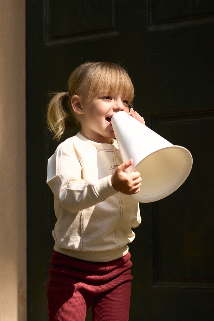Girls Sweatshirt – Cream Burgundy – Bird Seam