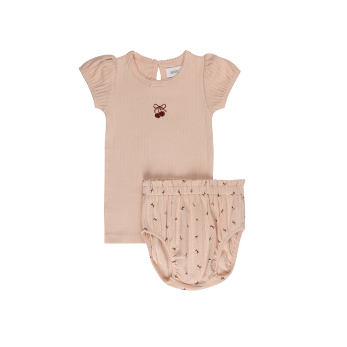 Girls T-Shirt and Bloomer – Pink/Red – Bow Print