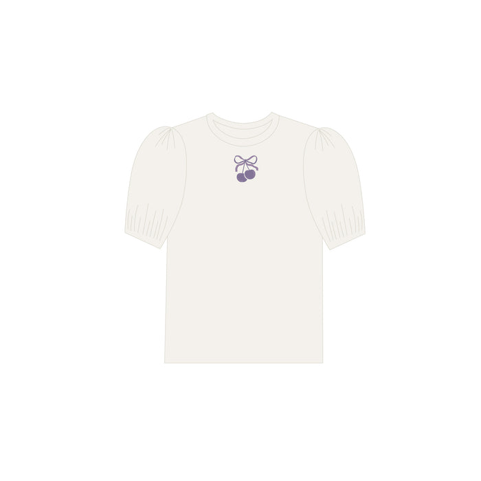 Girls Tee – Ivory Lilac – Bow Print