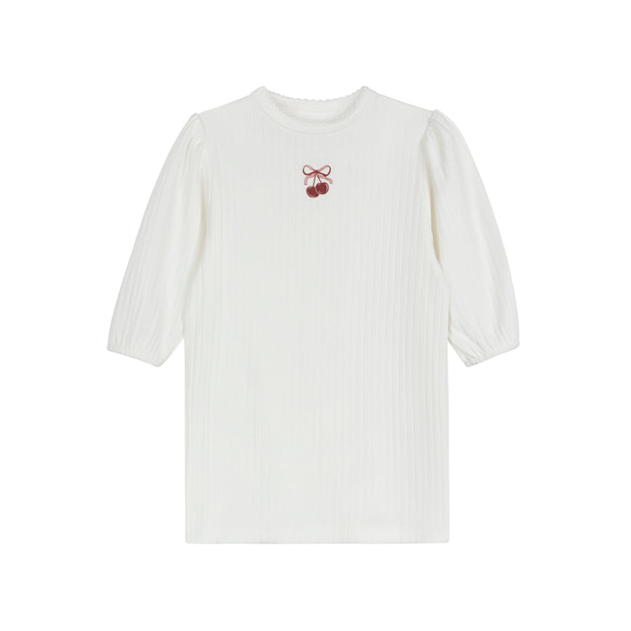 Girls Tee – Ivory Pink – Bow Print