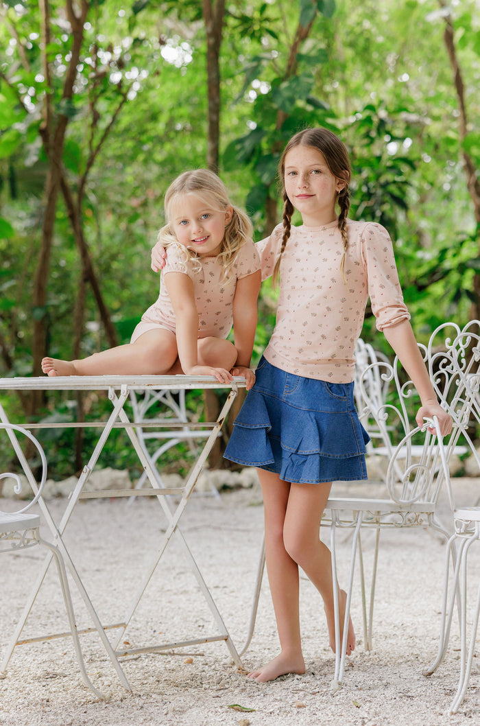 Girls Tee – Pink – Floral Print