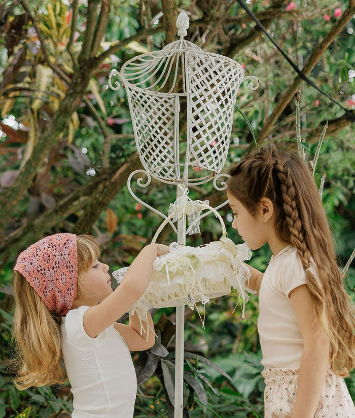 Girls Tshirt and Bloomer Set - Ivory - Embroidered Florals
