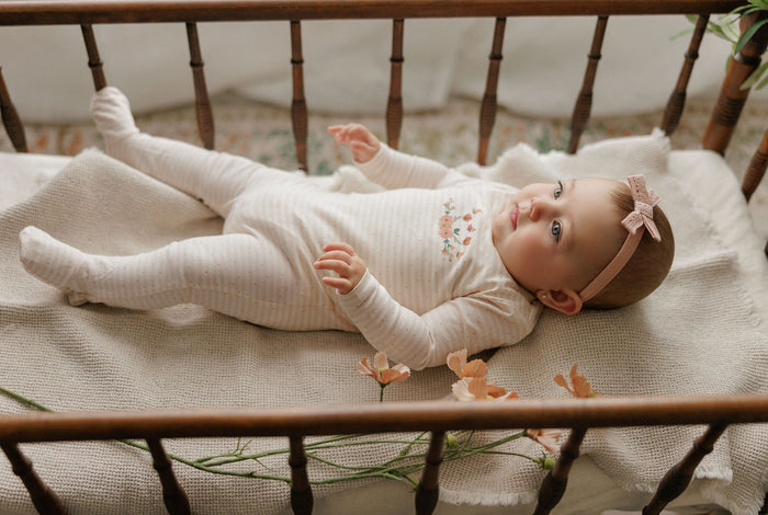Girls Tshirt and Bloomer Set - Ivory Pink - Floral Stripe