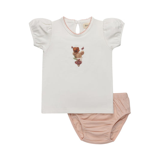 Girls Two-Piece Set – Ivory Pink – Playful Mouse