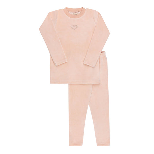 Girls Velour 2 Piece Set – Pink – Metallic Wreath