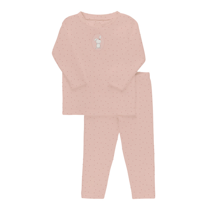 Girls Velour Pajamas – Pink – Bunny Pin Dot