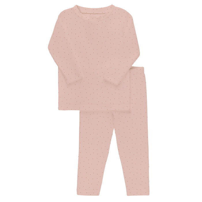 Girls Velour Pajamas – Pink – Bunny Pin Dot
