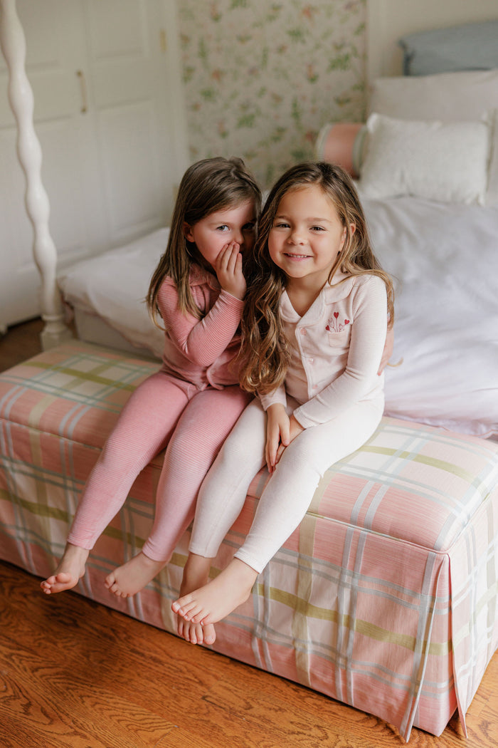 Girls Velour Pajamas – Pink – Stripe