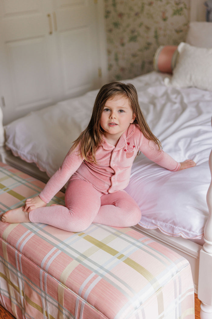 Girls Velour Pajamas – Pink – Stripe