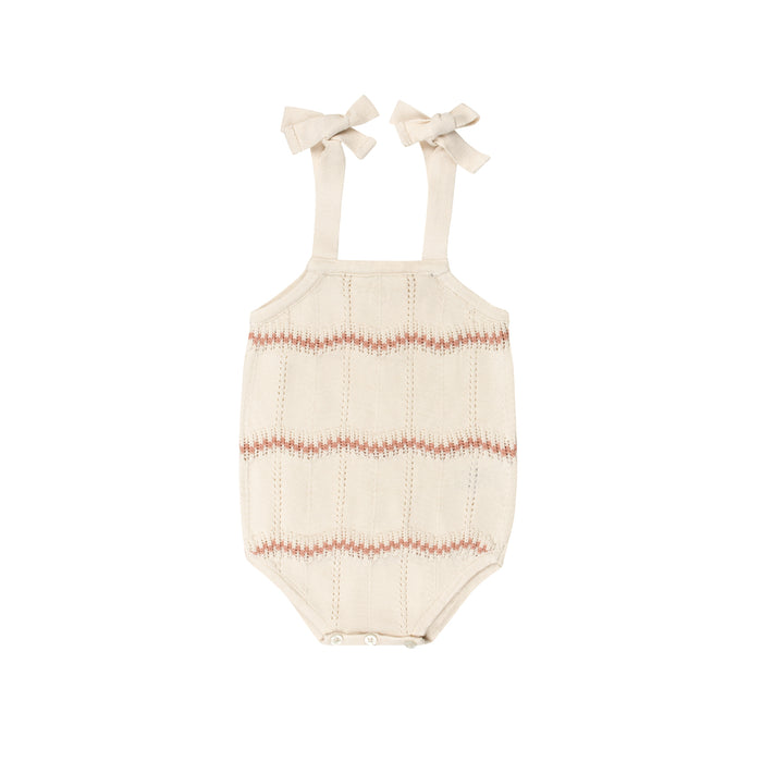 Girls Wave Knit Romper – Ivory/Pink – Holland Collection