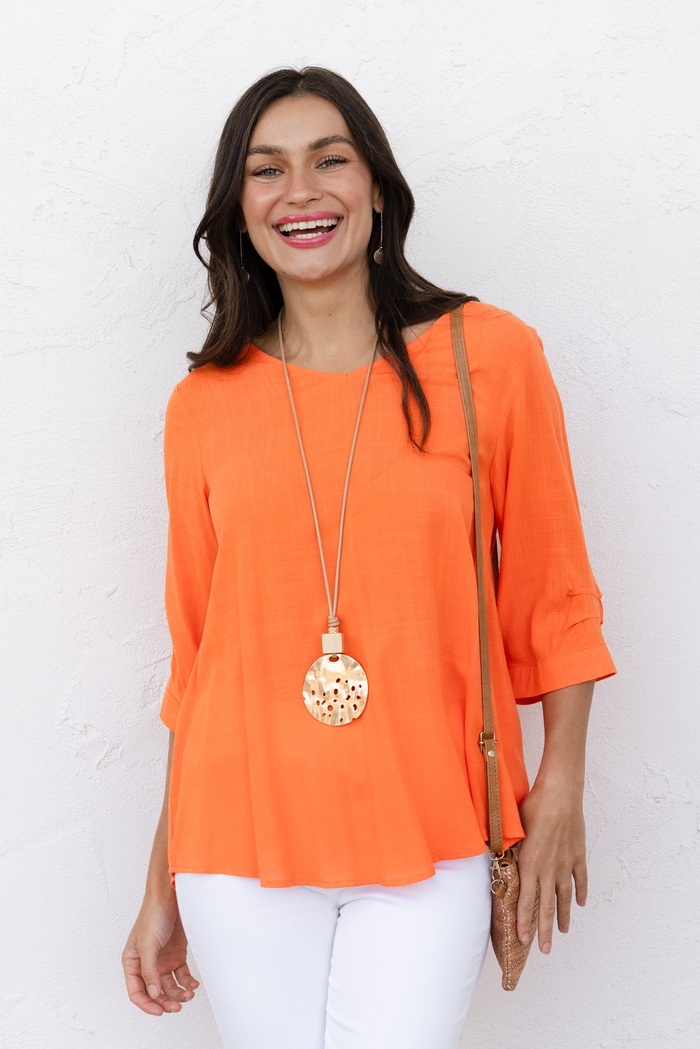 Gomez Orange Button Top,Lifestyle