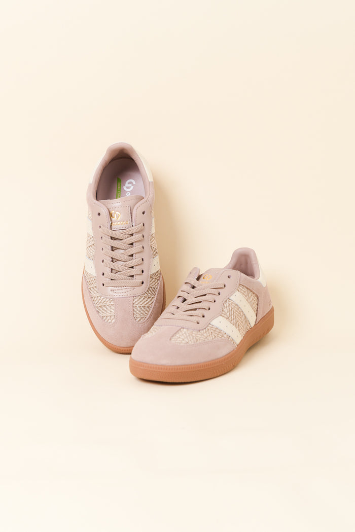 Parallel Natural Raffia Contrast Suede Sneaker