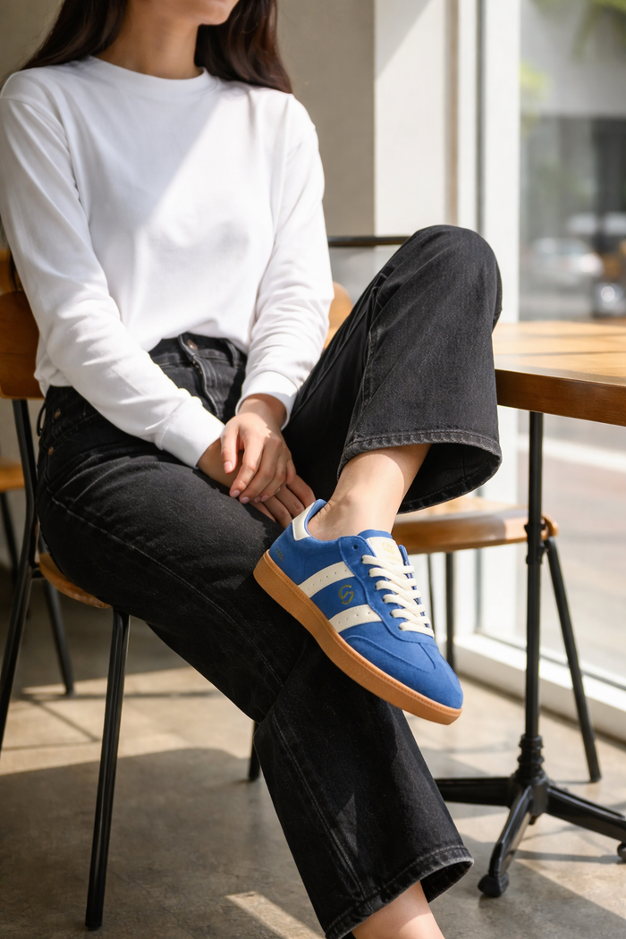 Goodsole Parallel Peacock Blue Suede Sneakers