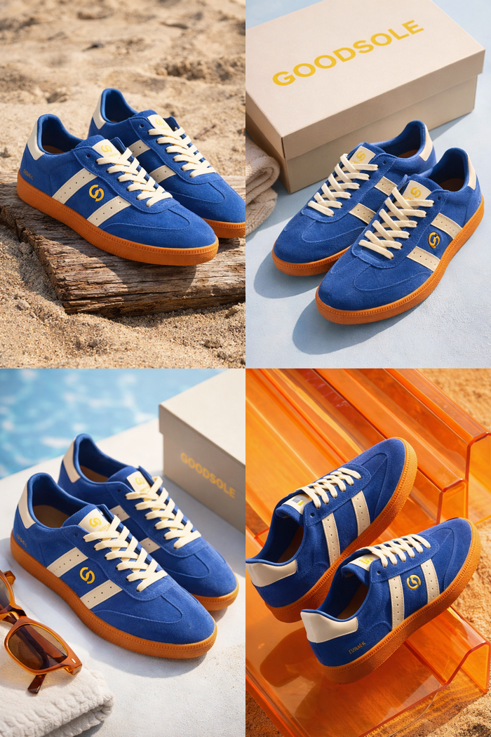 Goodsole Parallel Peacock Blue Suede Sneakers