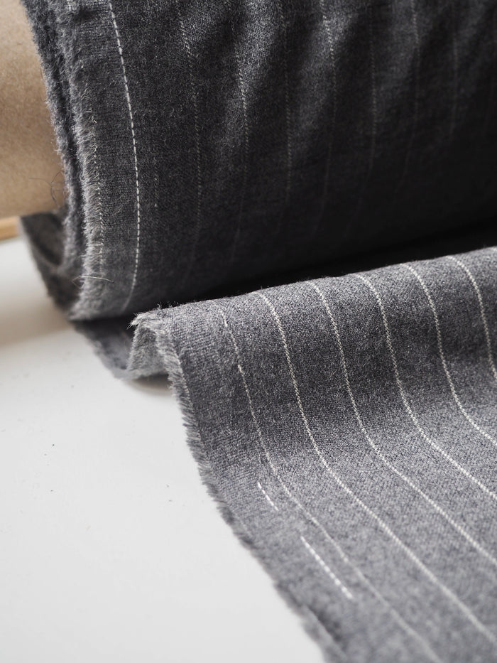Grey Pinstripe Wool Suiting
