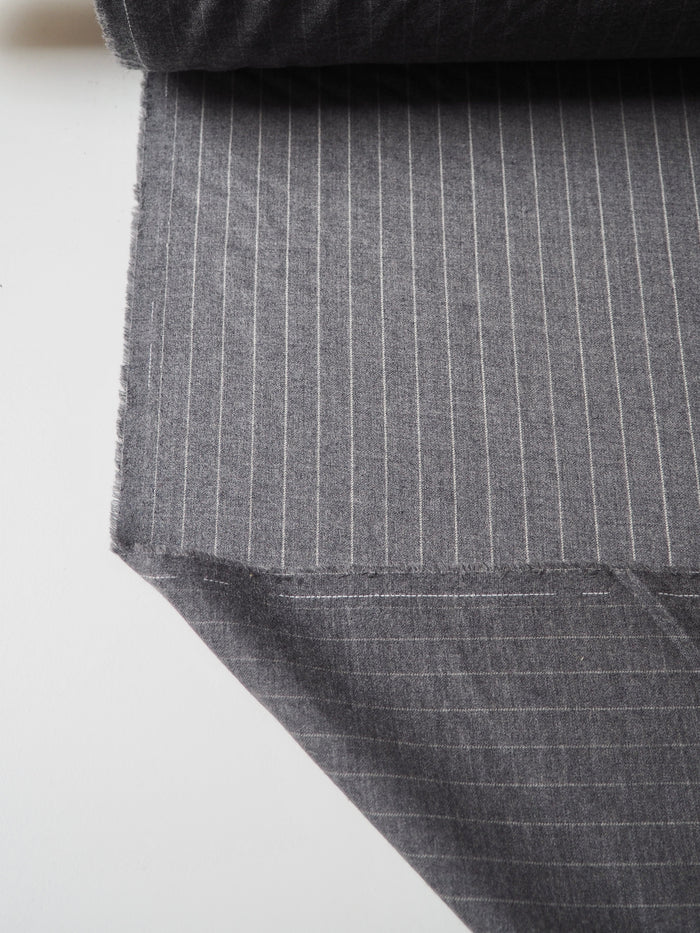 Grey Pinstripe Wool Suiting