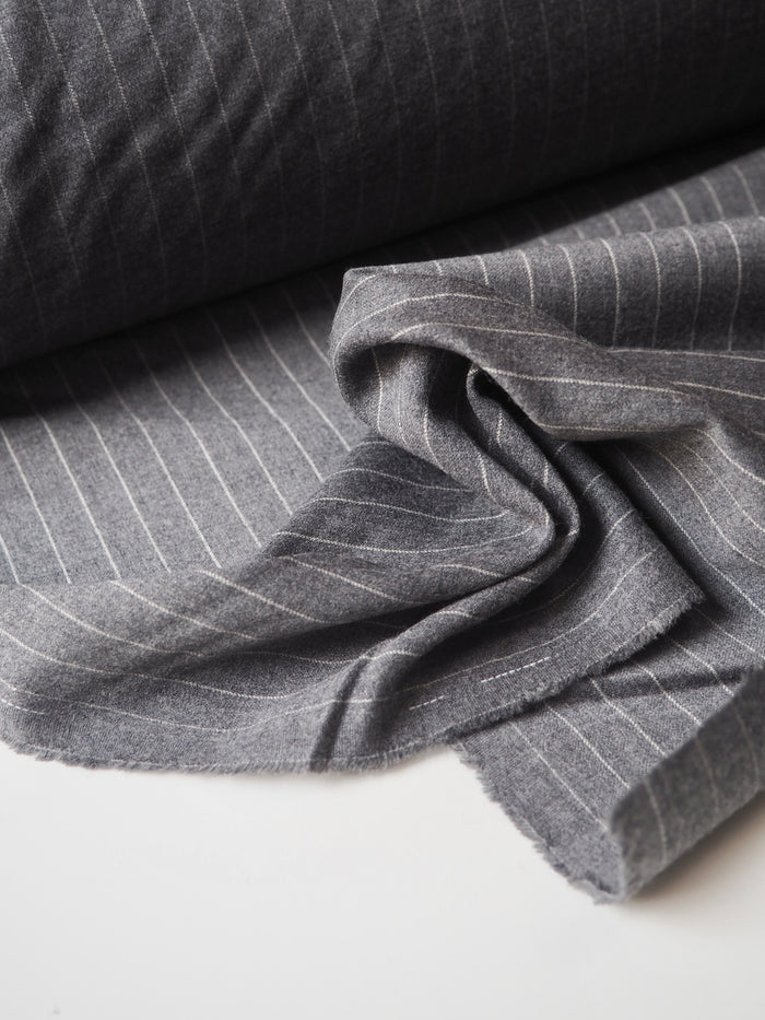 Grey Pinstripe Wool Suiting