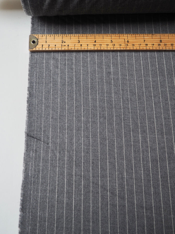 Grey Pinstripe Wool Suiting