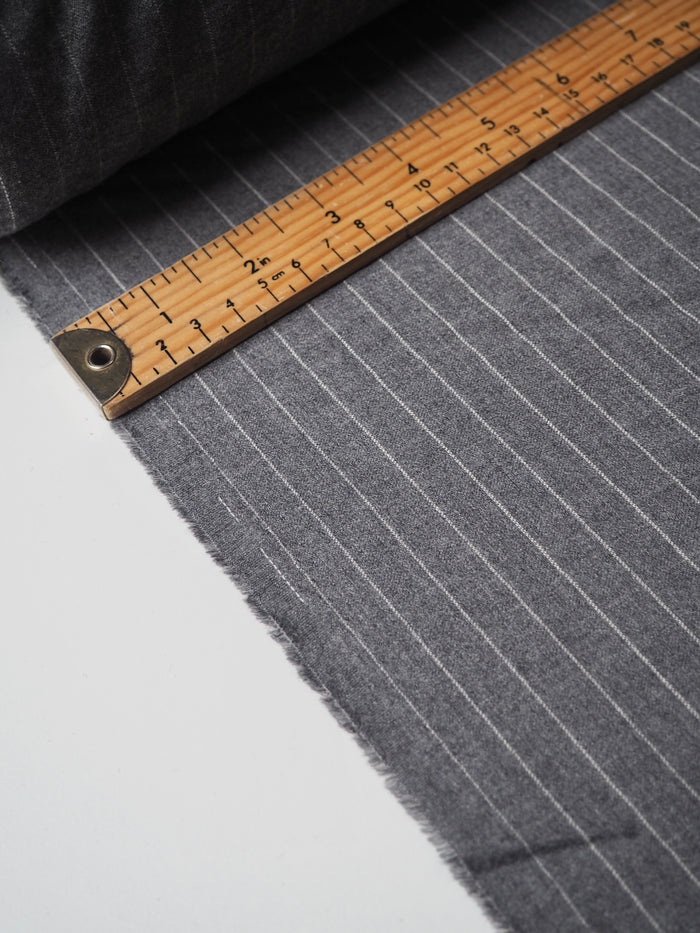 Grey Pinstripe Wool Suiting