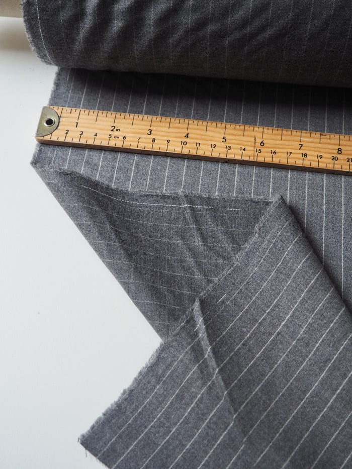 Grey Pinstripe Wool Suiting