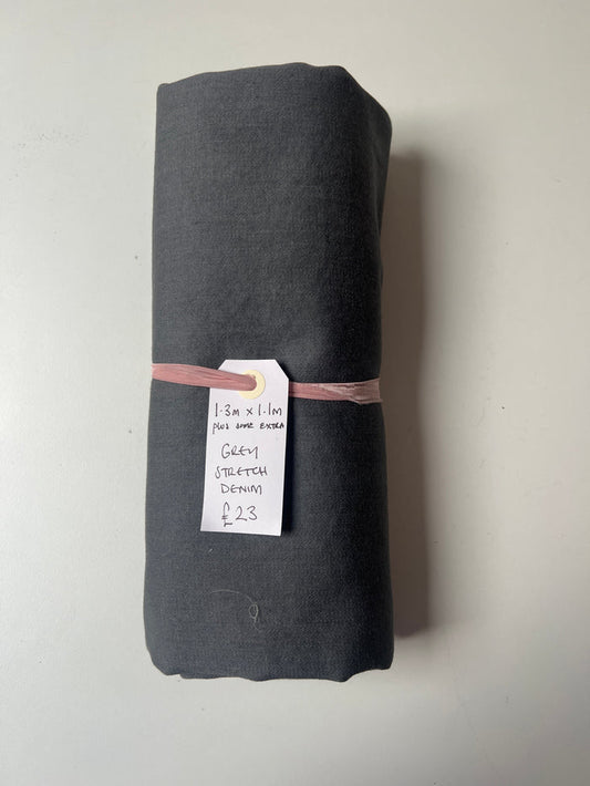 Grey Stretch Cotton Denim Remnant