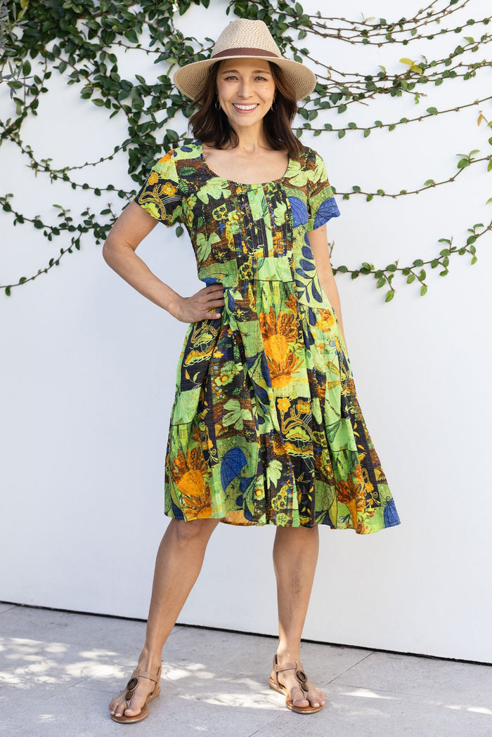 Hanoi Green Botanical Cotton Blend Dress,Lifestyle