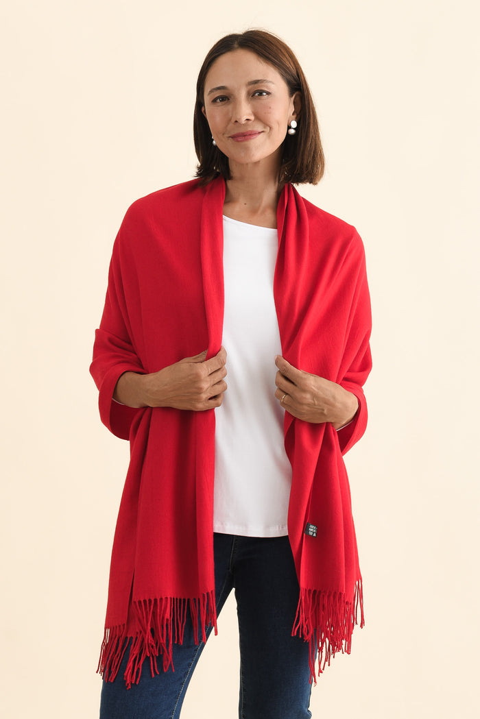 Heta Cherry Red Cotton Pashmina Scarf