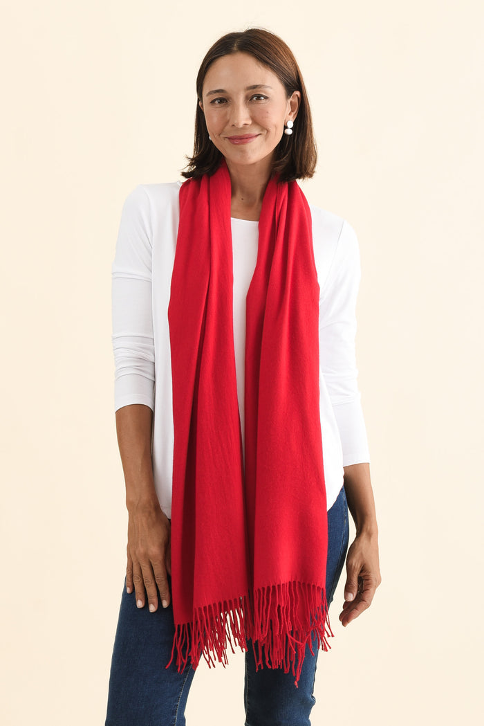 Heta Cherry Red Cotton Pashmina Scarf