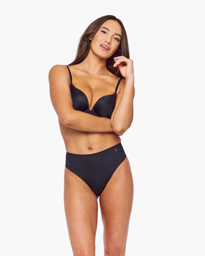 Black Thong - Lisciante High Waist Thong