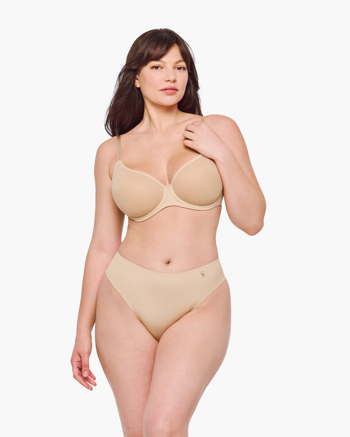 Beige Thong - Lisciante High Waist Thong