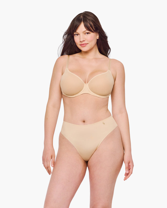 Beige Thong - Lisciante High Waist Thong