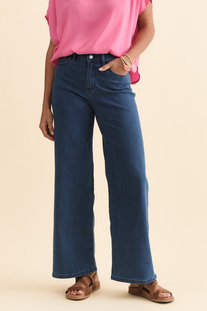 Imogen Blue Straight Leg Jeans,Brunette model,alt text|model:Brontie