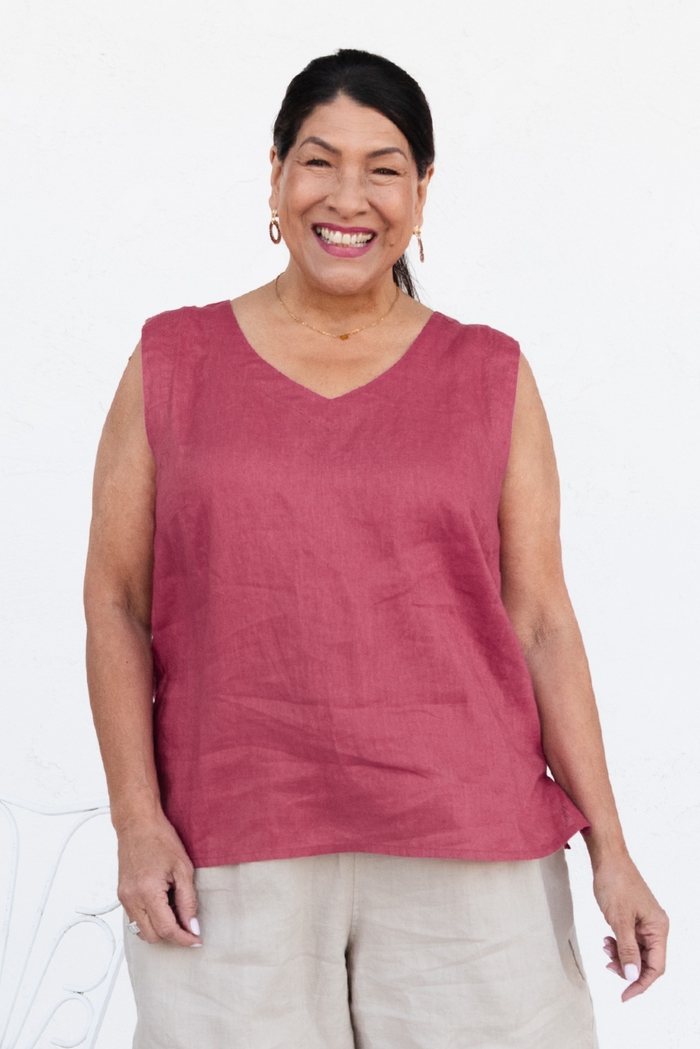 Inez Pink Linen Tank