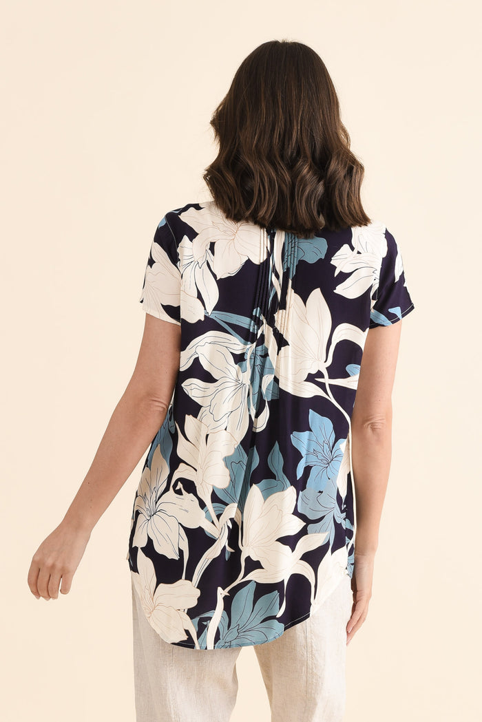 Isobel Blue Floral Button Top