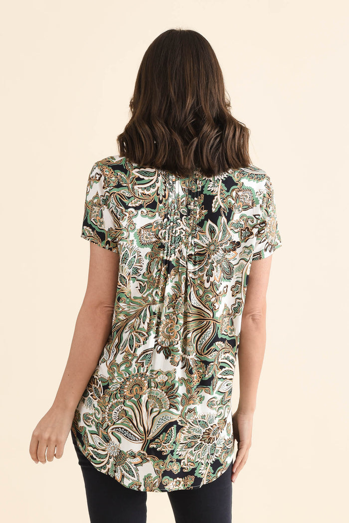 Isobel Mint Floral Button Top
