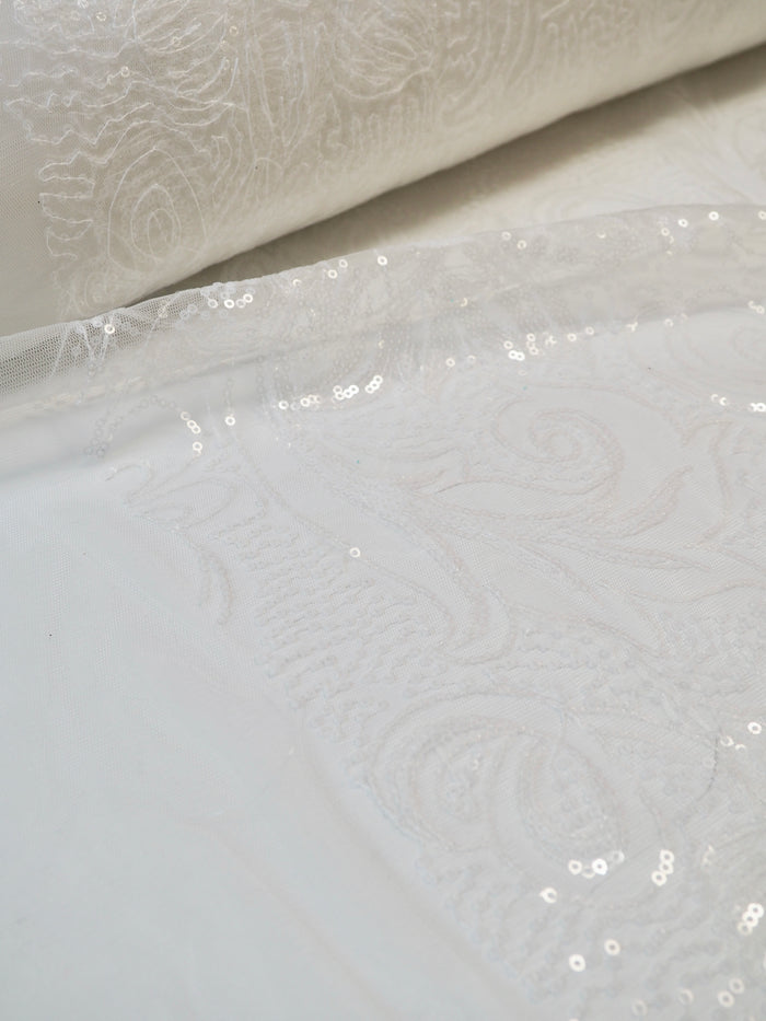 Ivory Floral Sequin Tulle