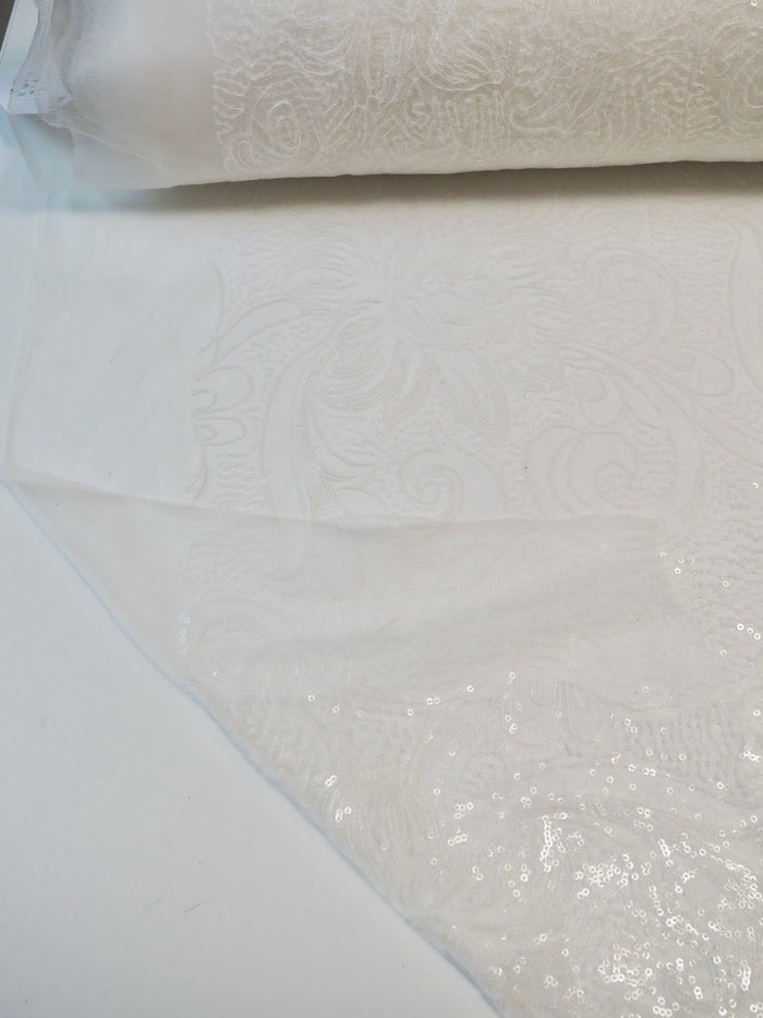 Ivory Floral Sequin Tulle