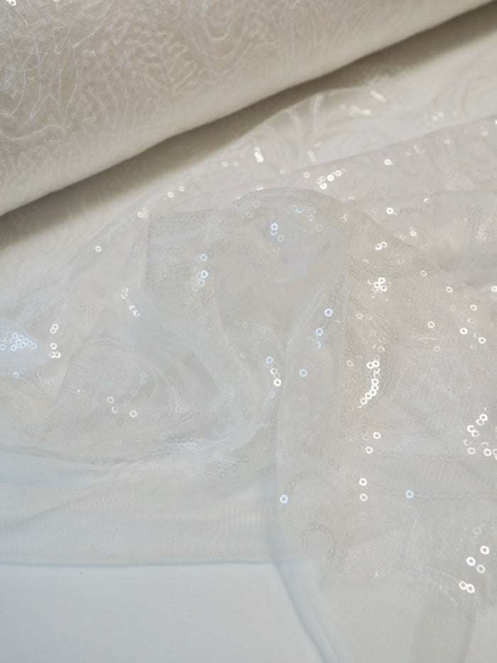 Ivory Floral Sequin Tulle