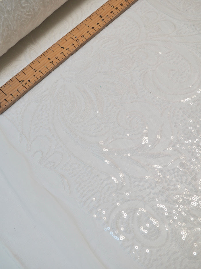 Ivory Floral Sequin Tulle