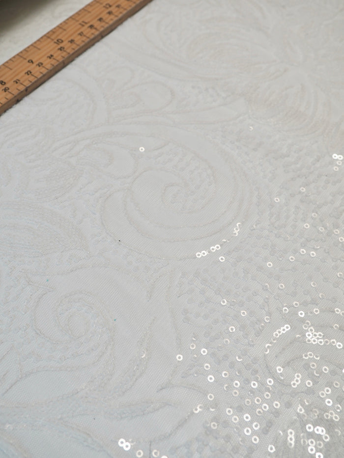 Ivory Floral Sequin Tulle