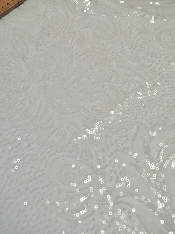 Ivory Floral Sequin Tulle