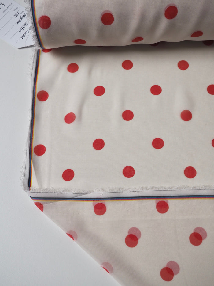 Ivory + Red Polka Dot Chiffon