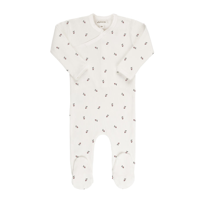 Ivory/Plum Berry Zipper Footie