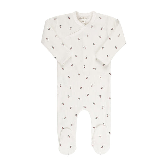 Ivory/Plum Berry Zipper Footie
