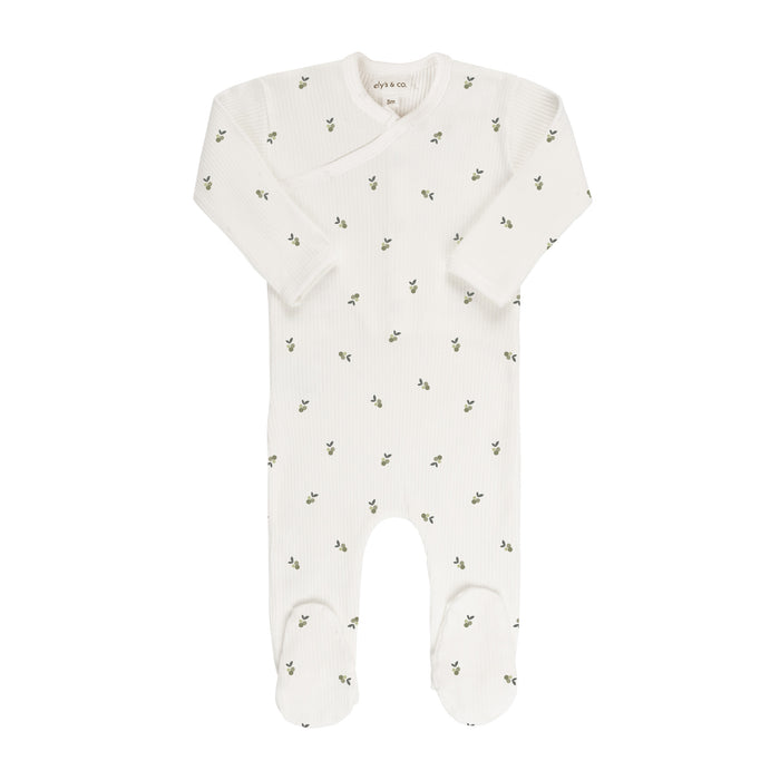 Ivory/Sage Berry Zipper Footie