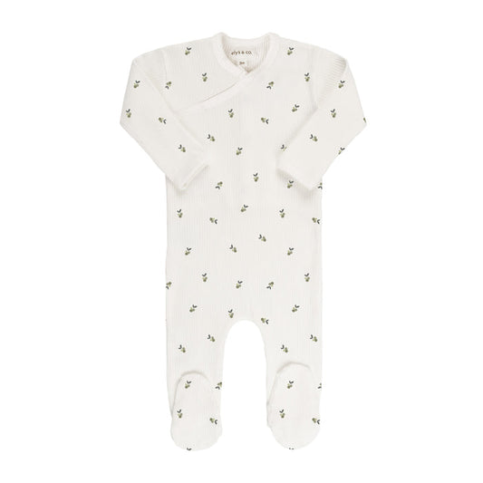 Ivory/Sage Berry Zipper Footie
