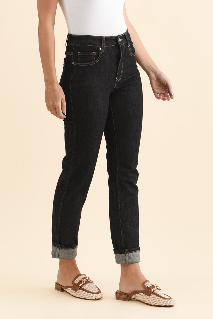 James Black Denim Stretch Jeans,Brunette model,alt text|model:MJ